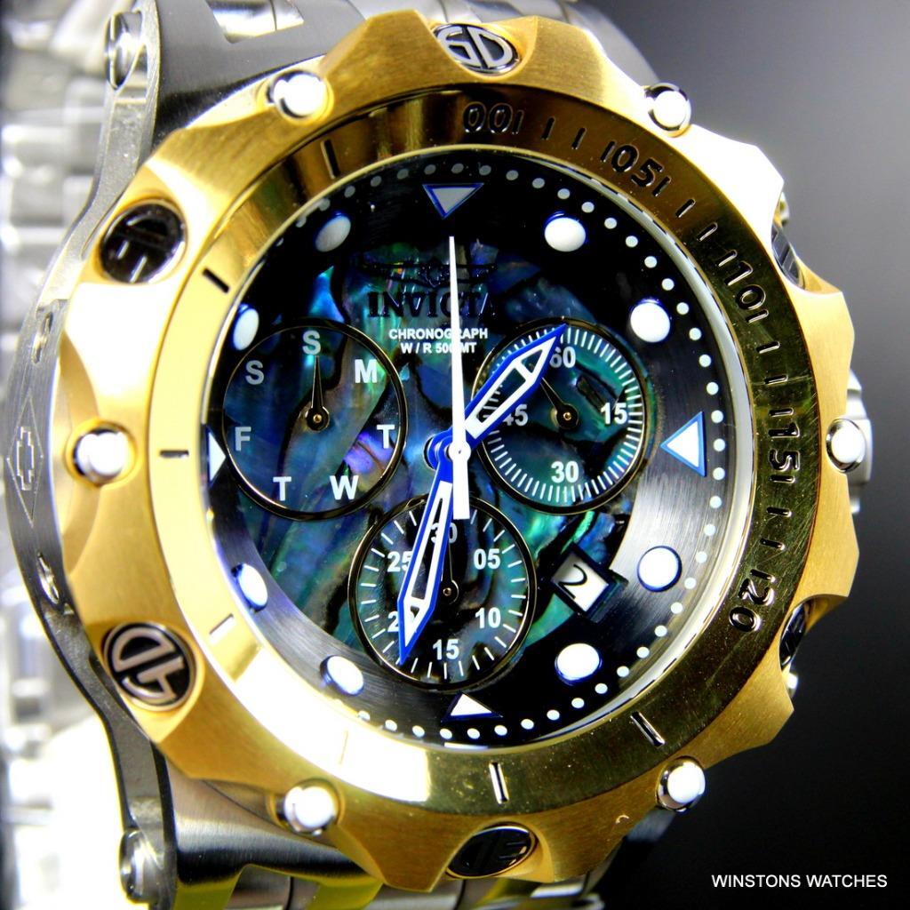 Invicta Reserve Venom Hybrid Abalone Chronograph 54mm Steel Gold Tone Watch New