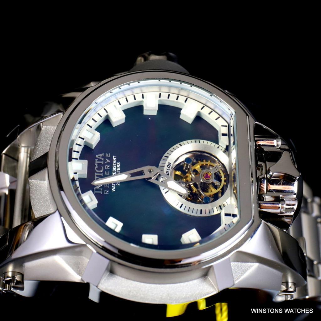 Invicta Reserve Magnum Bolt Zeus Tourbillon Black MOP Steel 52mm Watch New