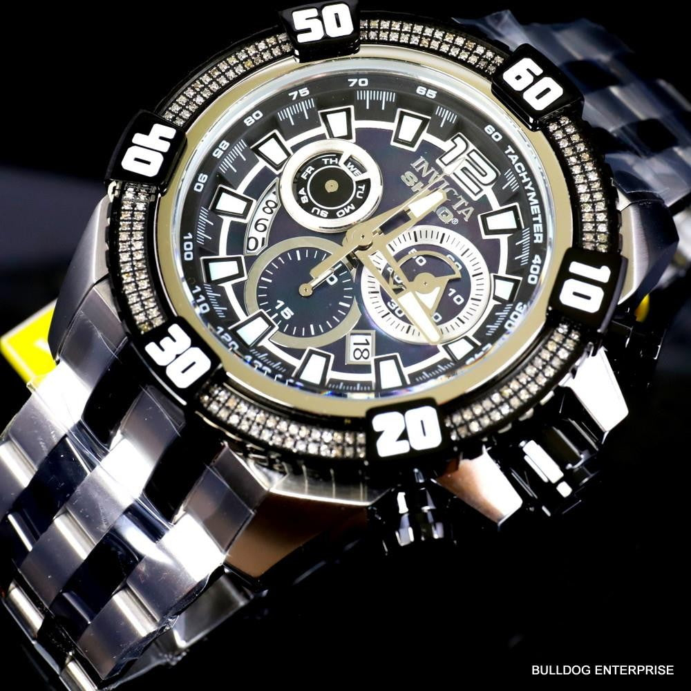 Invicta Shaq Grand Octane .75 CTW Diamond Black MOP Swiss 63mm Steel Watch New