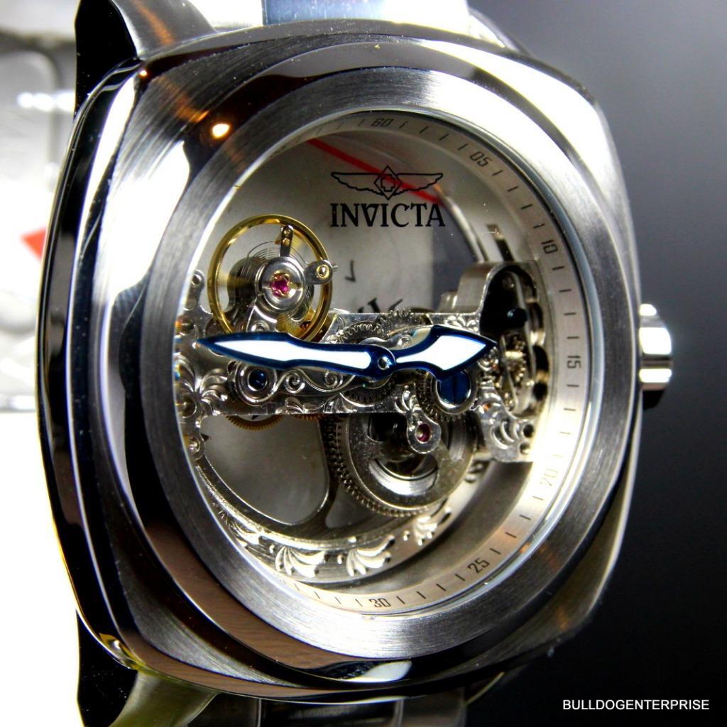 Invicta Aviator Ghost Bridge Mechanical Skeleton Silver Steel 48mm Watch New