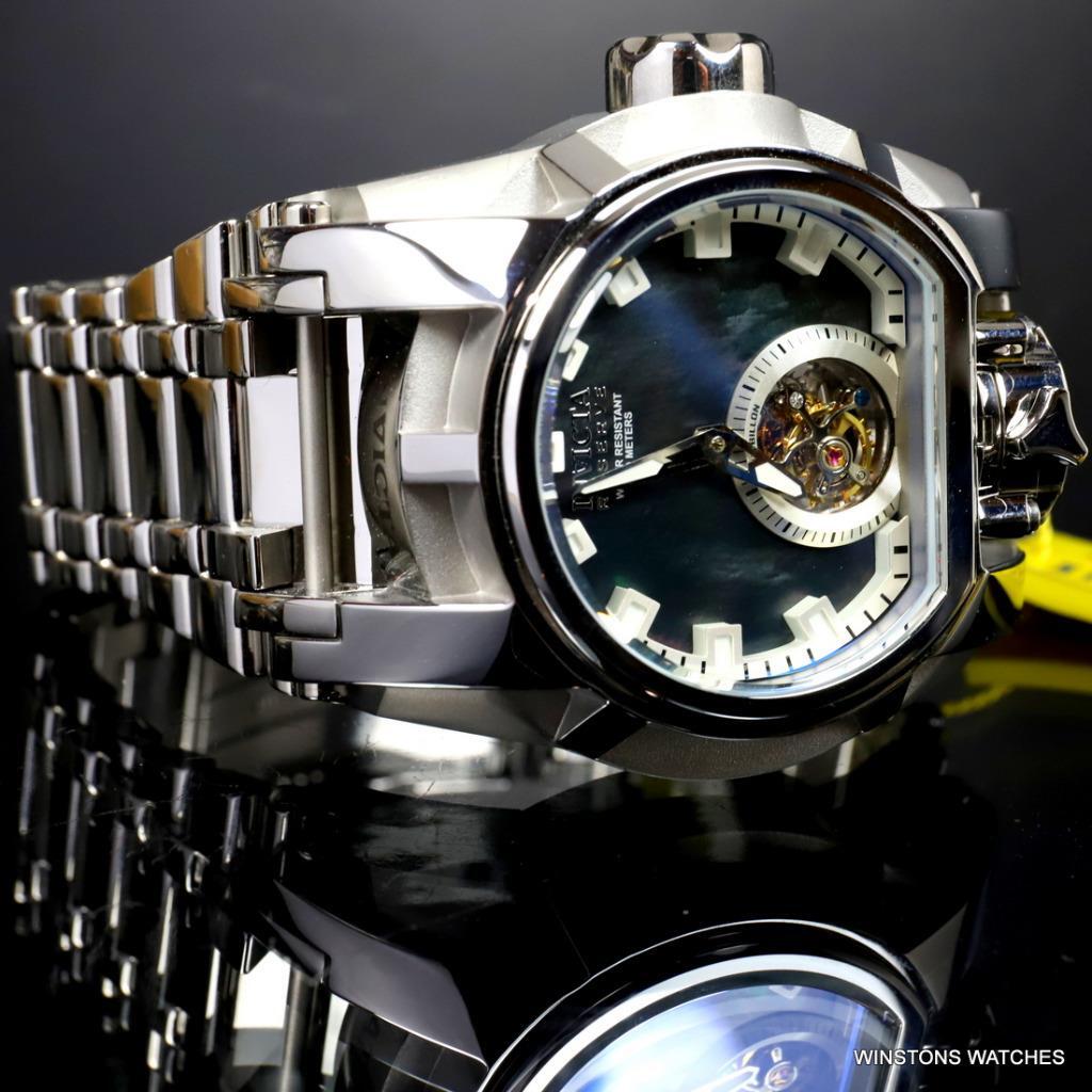 Invicta Reserve Magnum Bolt Zeus Tourbillon Black MOP Steel 52mm Watch New