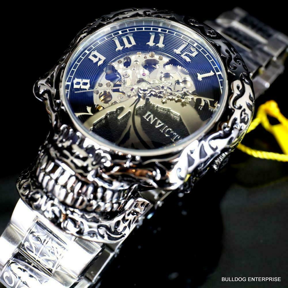 Invicta Artist Skull Automatic Skeletonized Stainless Steel 50mm Watch New