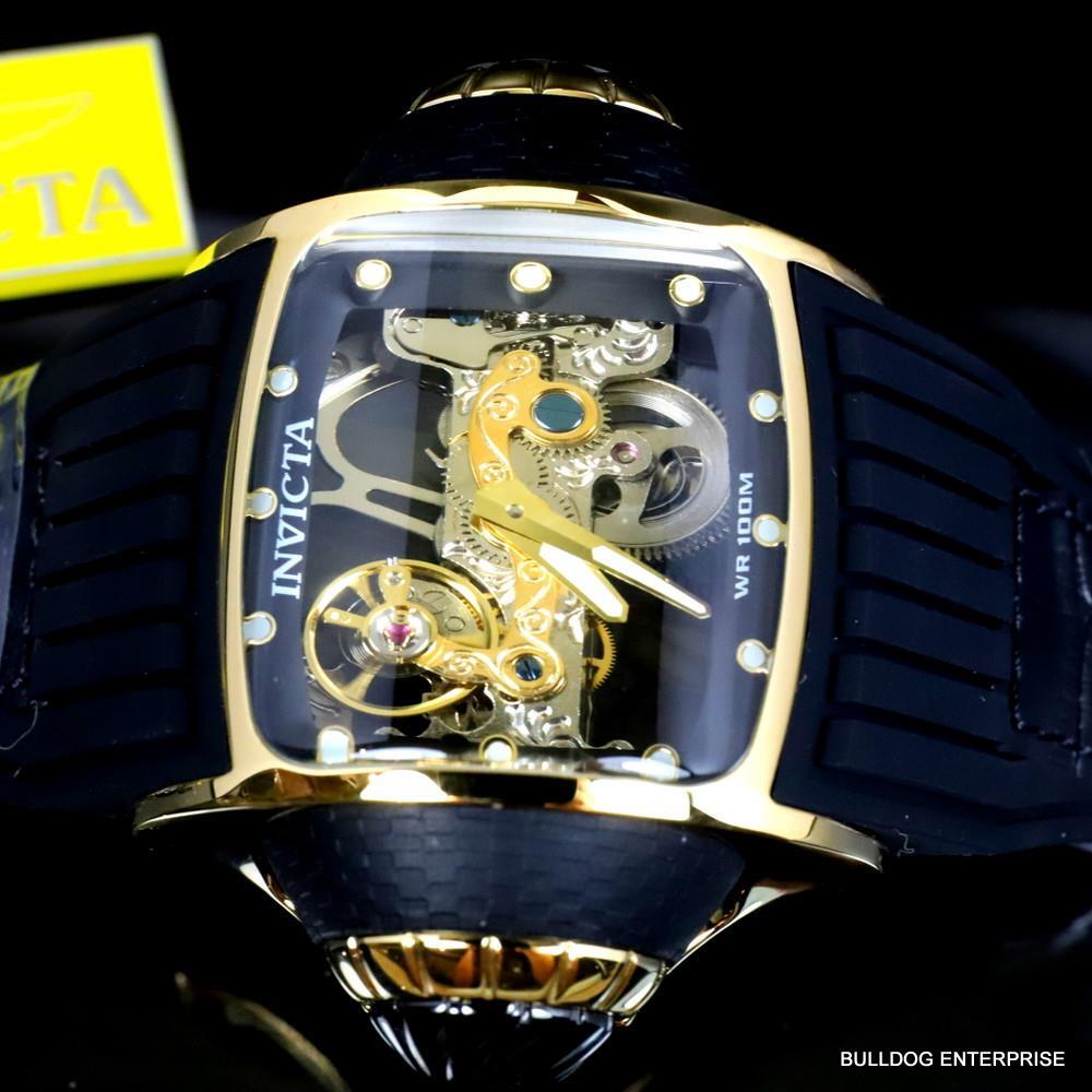 Invicta Vintage Ghost Bridge Automatic Clear Skeletonized Gold 68mm Watch New