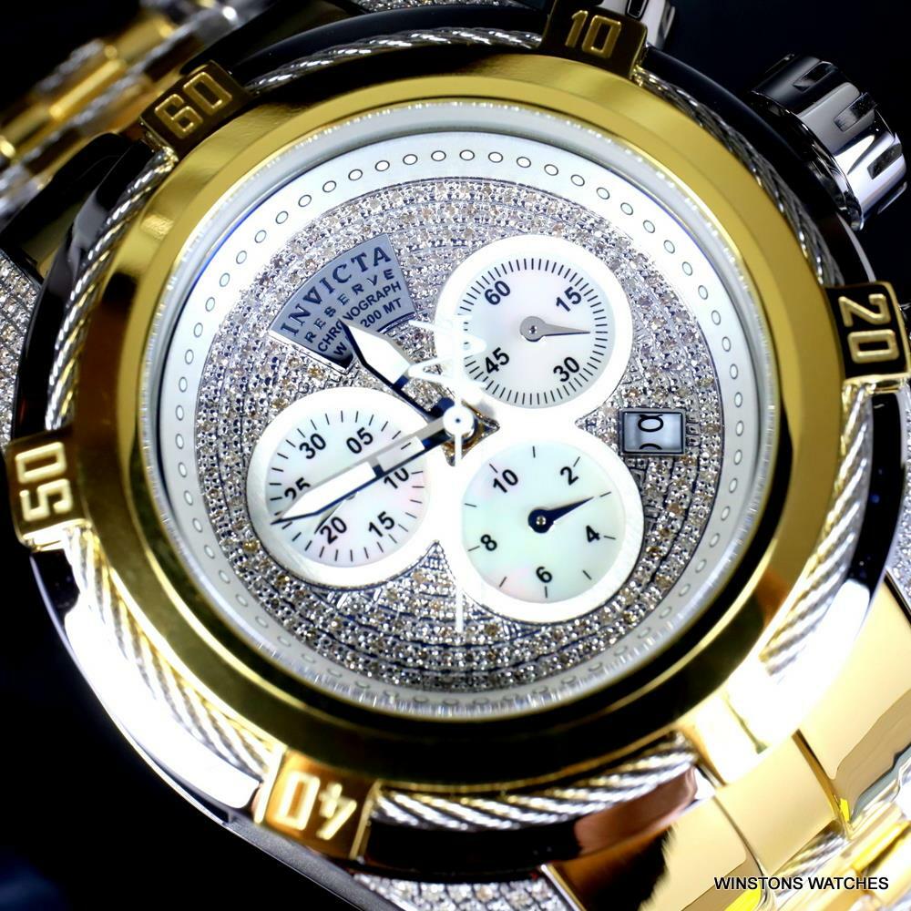 Invicta Reserve Bolt Zeus Diamond 50mm Polished Two Tone Steel Swiss Watch New