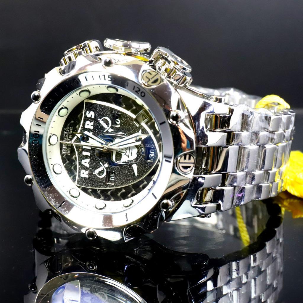 Invicta NFL Reserve Venom Hybrid Fusion Las Vegas Raiders Steel Swiss Watch New