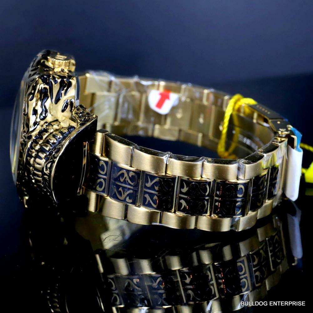 Invicta Artist Skull Automatic Skeletonized Gold Plated Steel 50mm Watch New
