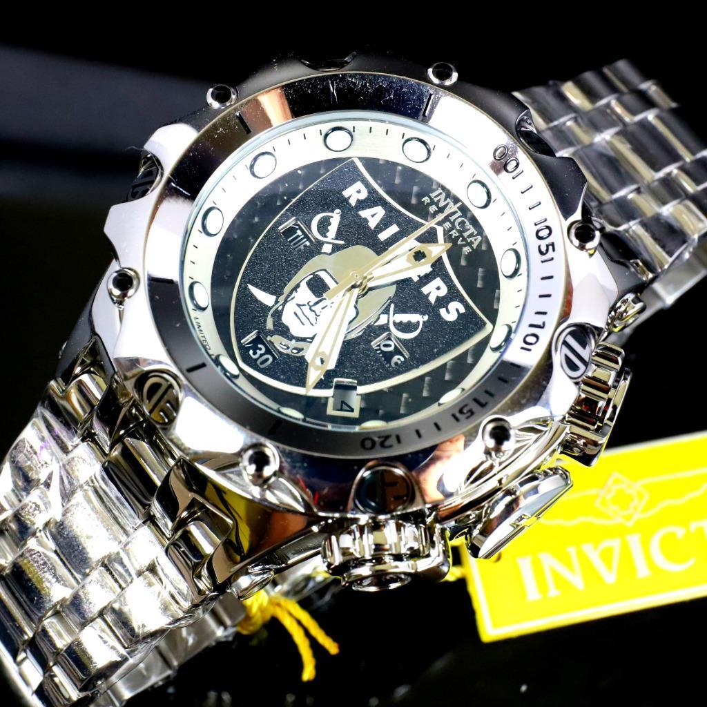 Invicta NFL Reserve Venom Hybrid Fusion Las Vegas Raiders Steel Swiss Watch New