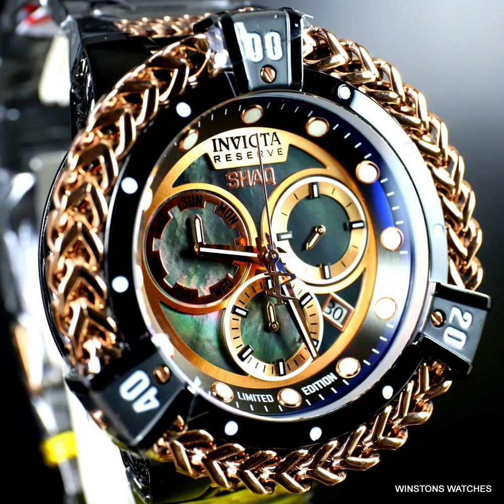 Invicta Reserve Shaq Hercules Black MOP Steel Rose Gold Swiss Mvt Watch 56mm New