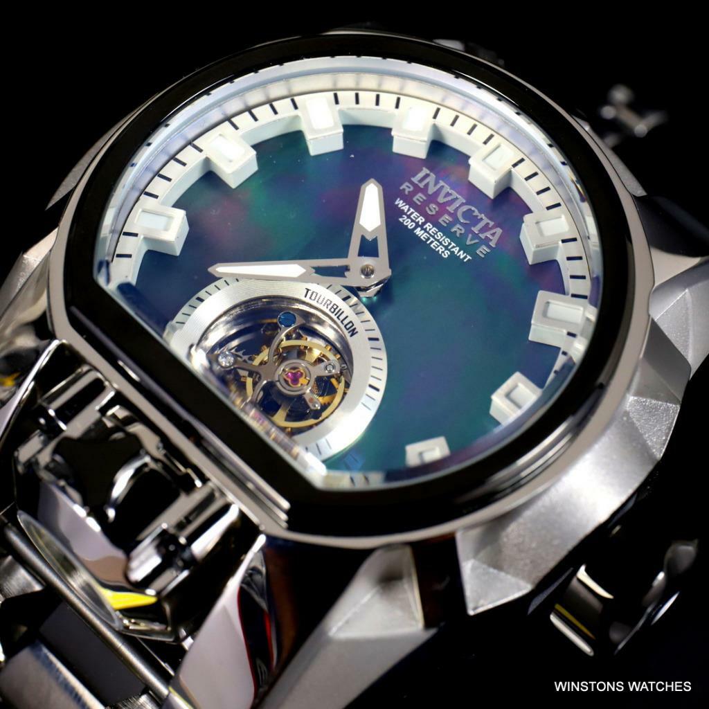 Invicta Reserve Magnum Bolt Zeus Tourbillon Black MOP Steel 52mm Watch New