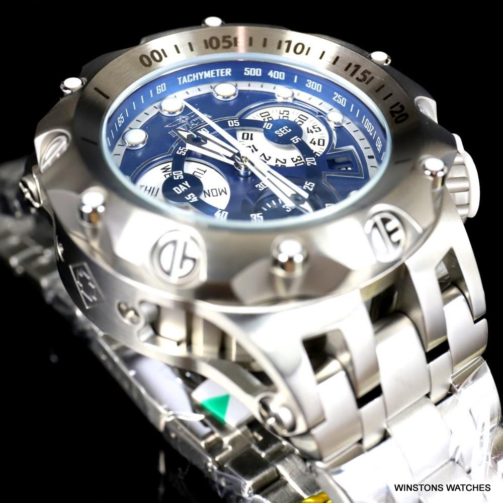 Invicta Reserve Venom Hybrid Swiss Mvt Blue Chronograph Steel Watch 52mm New