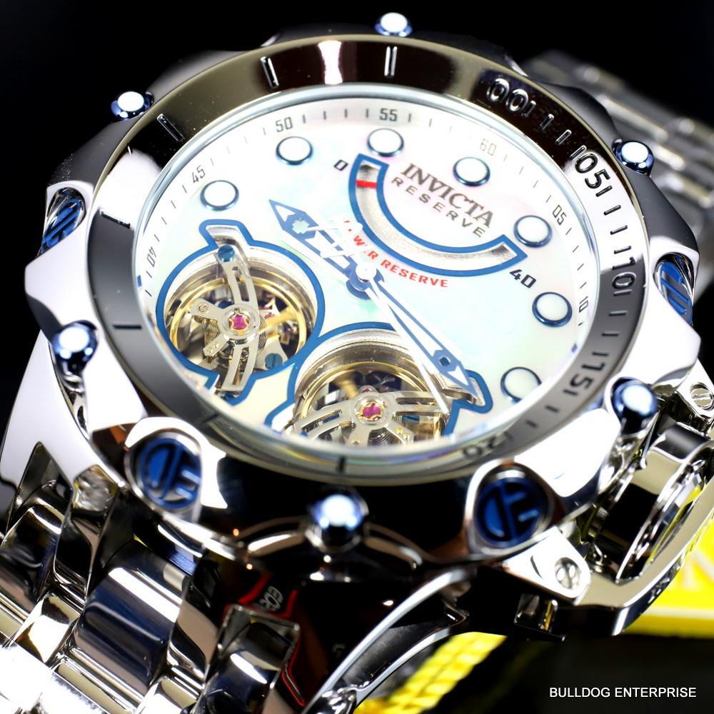 Invicta Reserve Venom Fusion Double Open Heart Automatic Steel MOP Watch New