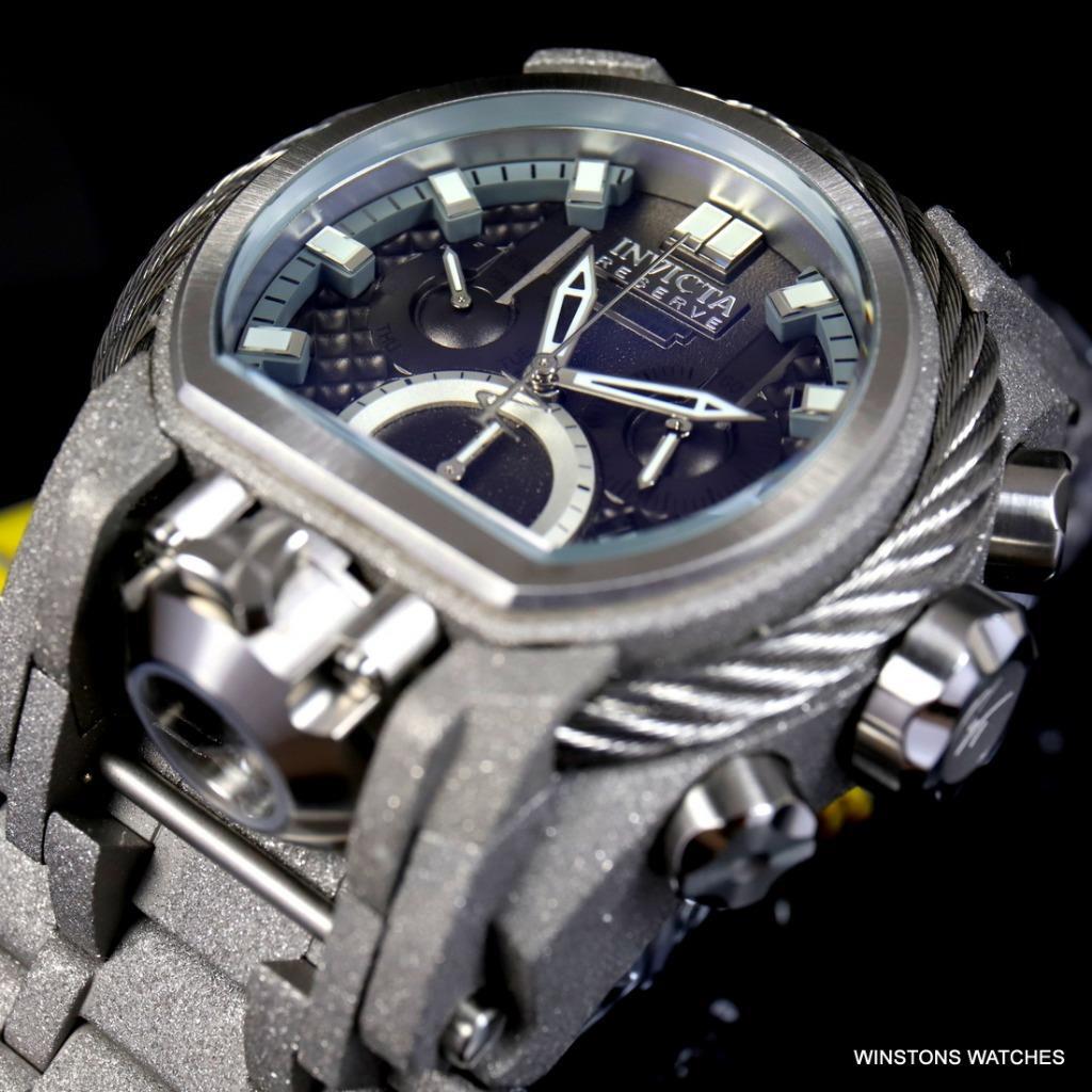 Invicta Reserve Bolt Zeus Magnum Sandblasted Steel 52mm Black 2 Dials Watch New