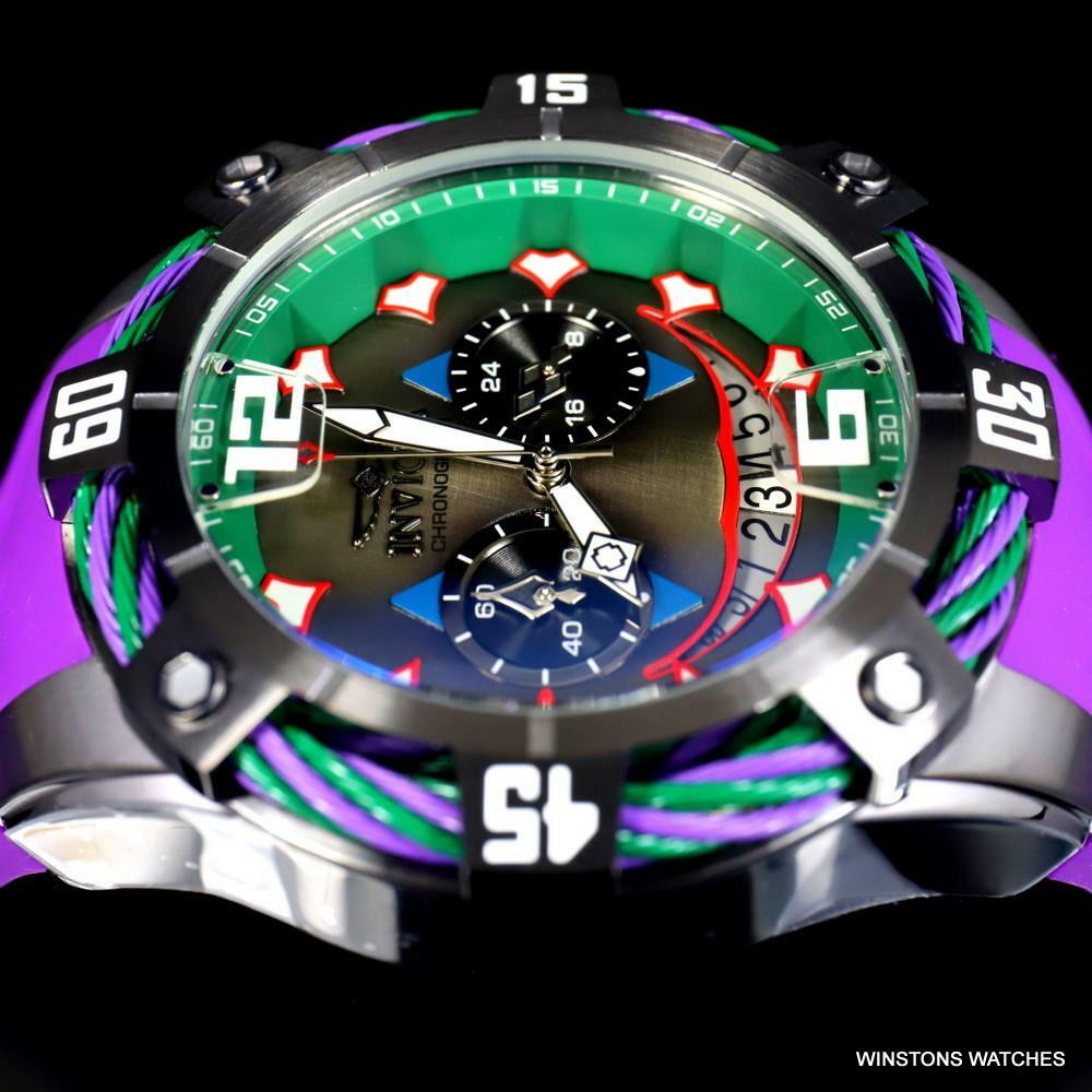 Invicta DC Comics Joker Bolt Limited Edition 50mm Purple Chronograph Watch New