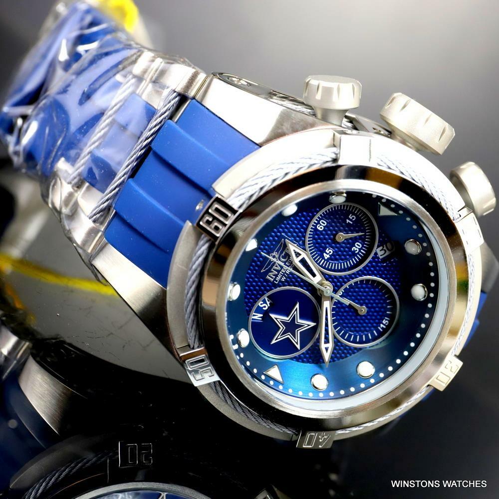 Invicta NFL Bolt Zeus Dallas Cowboys Chronograph Swiss Mvt Blue 52mm Watch New