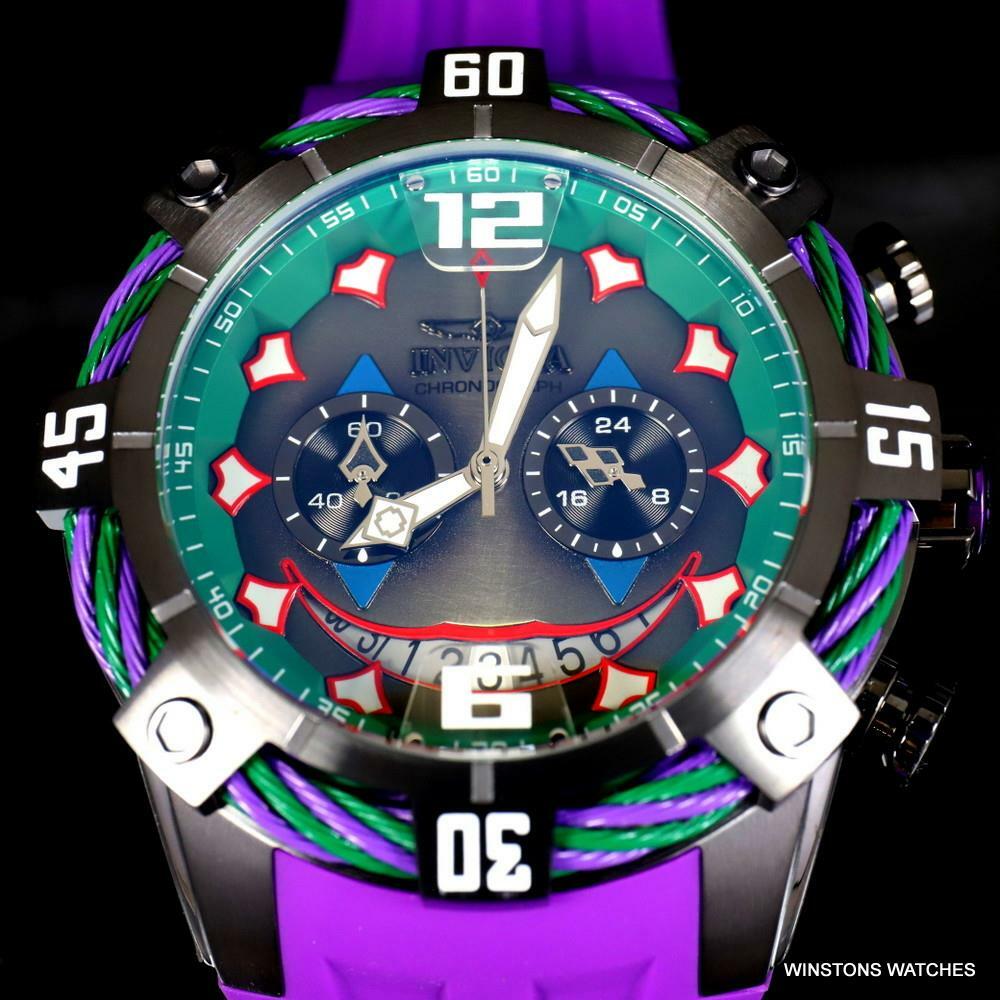 Invicta DC Comics Joker Bolt Limited Edition 50mm Purple Chronograph Watch New