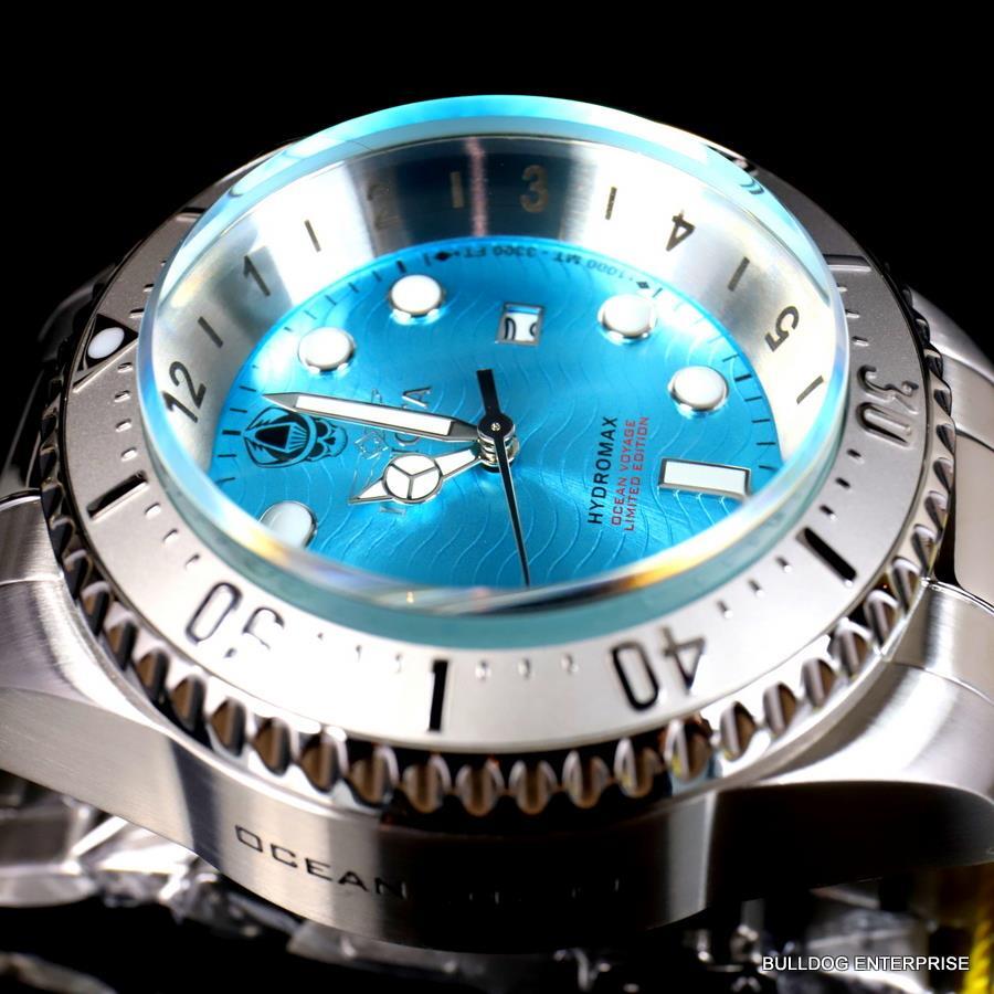 Invicta Hydromax Ocean Voyage Aqua Blue Steel Chronograph Limited Edtn 52mm New
