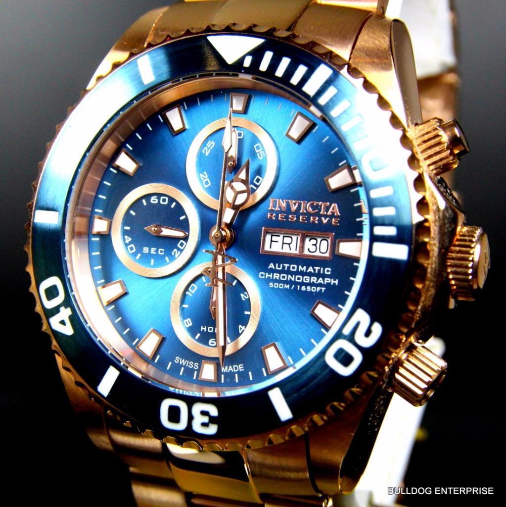 Invicta Reserve Pro Diver Rose Gold Swiss Automatic 7750 Valjoux 18916 Watch New