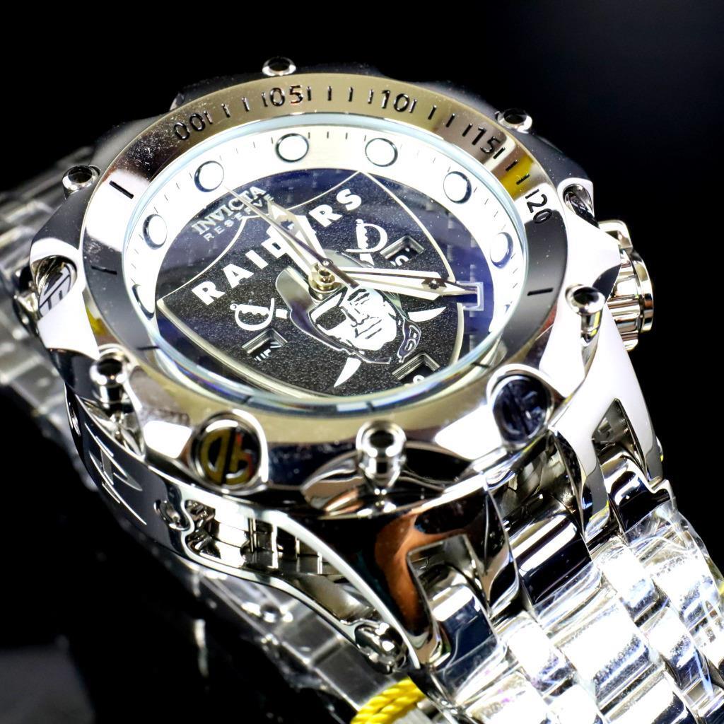 Invicta NFL Reserve Venom Hybrid Fusion Las Vegas Raiders Steel Swiss Watch New