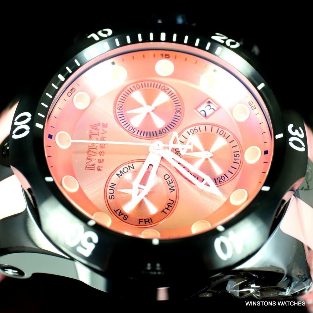 Invicta Reserve Venom Pink Silicone Black Swiss Mvt Chronograph 52mm Watch New