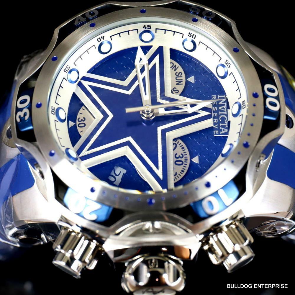 Invicta NFL Dallas Cowboys Venom Gen III 52mm Blue Swiss Chronograph Watch New