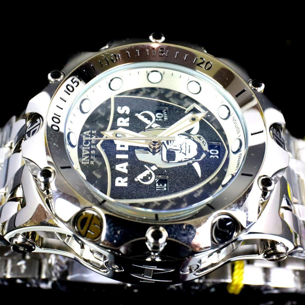 Invicta NFL Reserve Venom Hybrid Fusion Las Vegas Raiders Steel Swiss Watch New