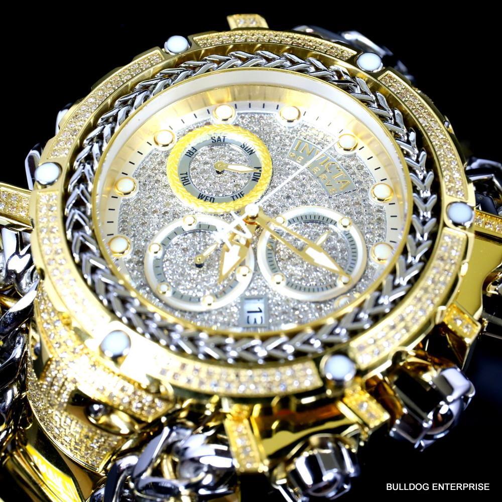 Invicta Reserve Gladiator 2.92CTW Diamond 2 Tone Gold Plate Swiss 61mm Watch New