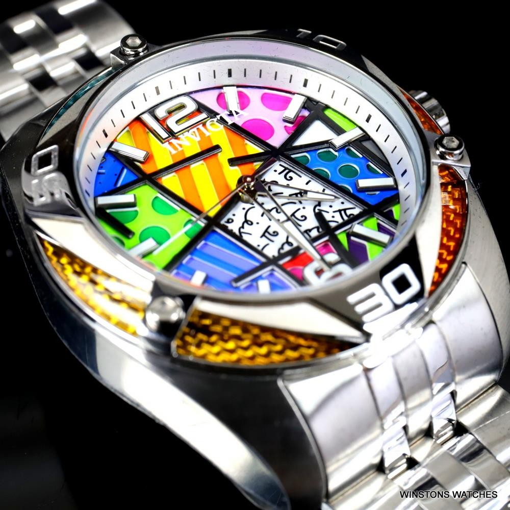 Invicta Romero Britto Limited Edition Stainless Steel Modern Art 50mm Watch New