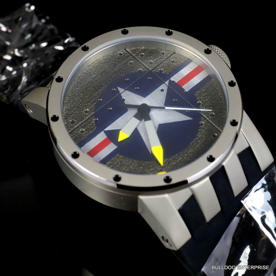 Invicta DNA Bomber Fighter Plane 46mm Gray Black Silicone Titanium Watch New