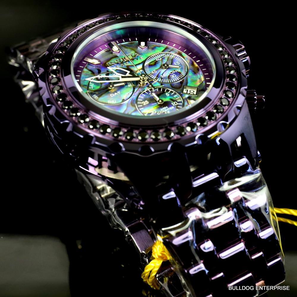 Invicta Reserve Subaqua Specialty 4.14 CTW Black Spinel Abalone Purple Watch New