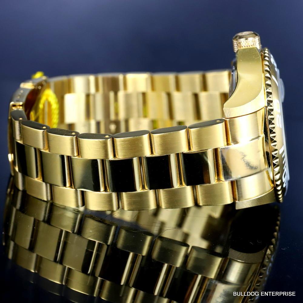 Mens Invicta Pro Diver Gold Plated Steel Bracelet Automatic Blue Watch 47mm New