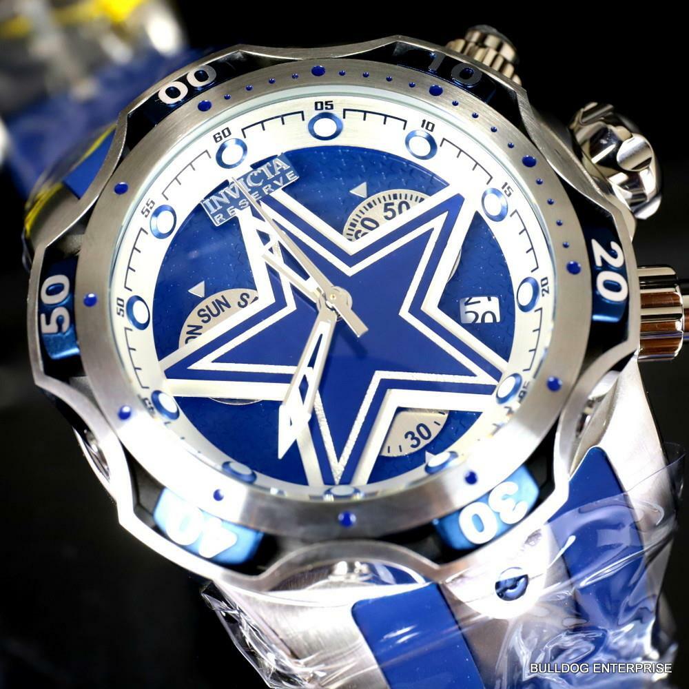 Invicta NFL Dallas Cowboys Venom Gen III 52mm Blue Swiss Chronograph Watch New