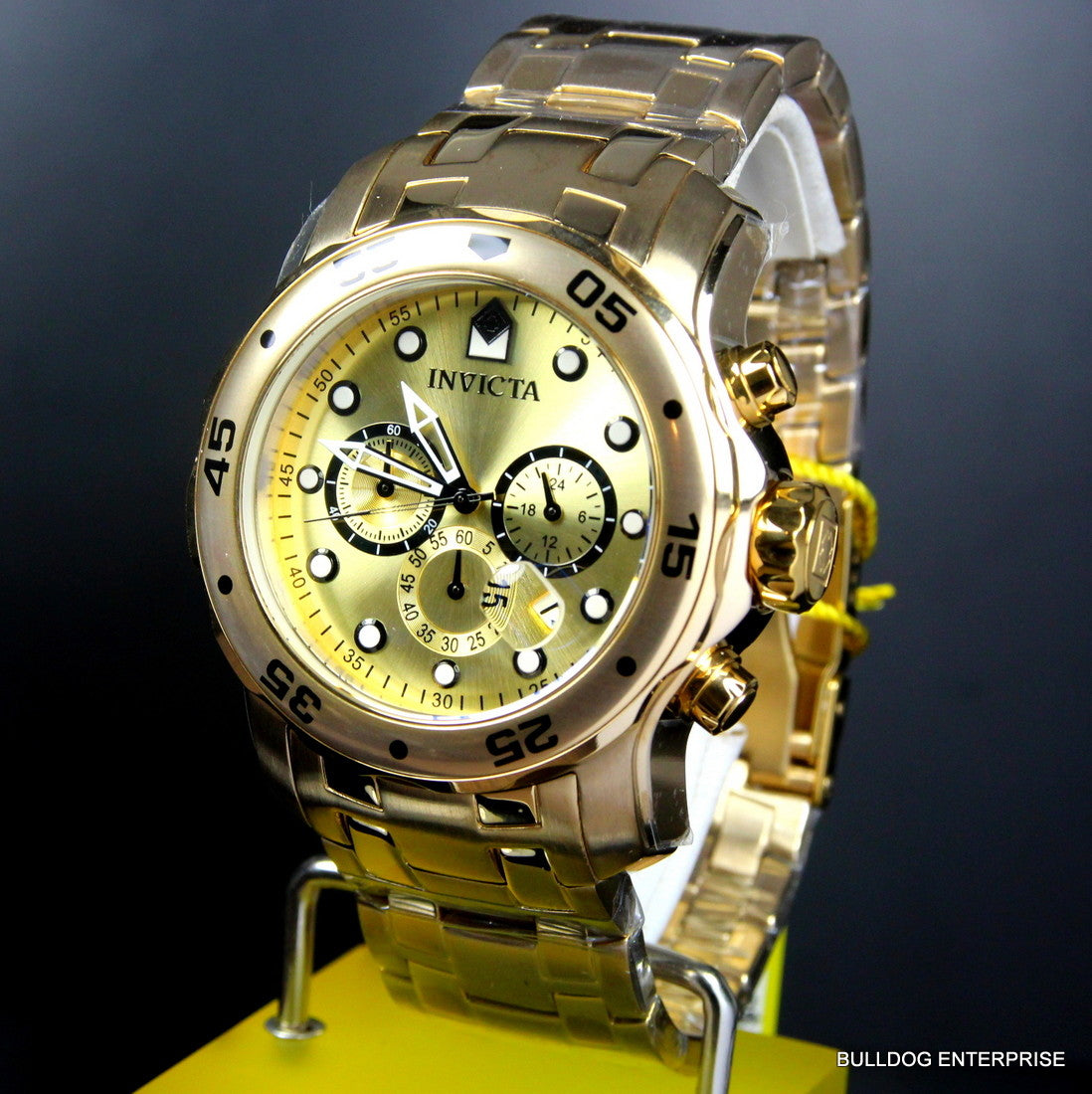 Men's Invicta Pro Diver Scuba 18kt Gold Plated Steel Chronograph 48mm Watch New
