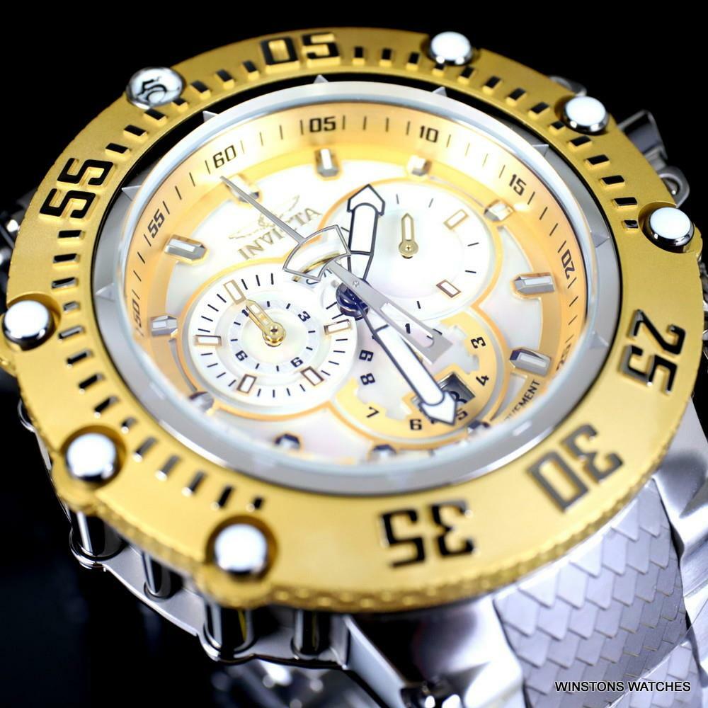 Invicta Subaqua Noma VII Gold Tone MOP Stainless Steel Swiss Mvt Watch 52mm New