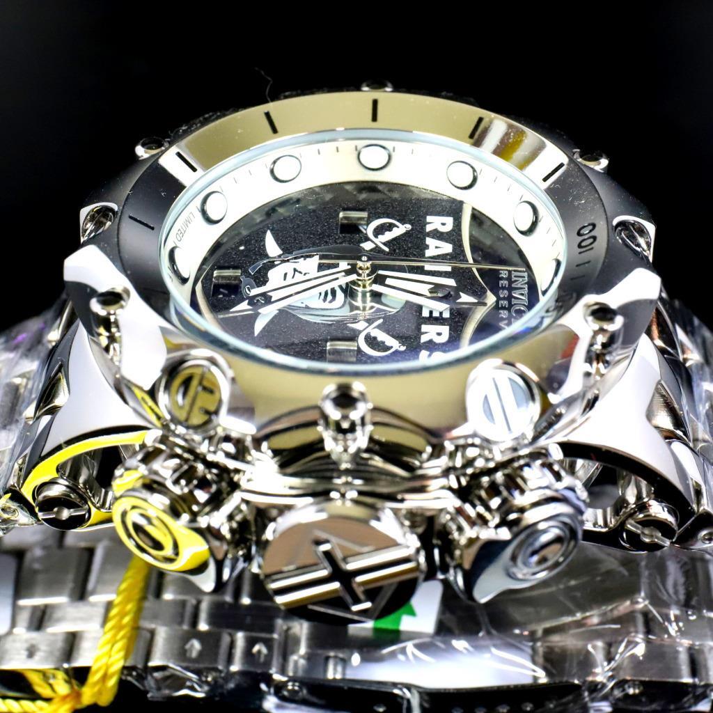 Invicta NFL Reserve Venom Hybrid Fusion Las Vegas Raiders Steel Swiss Watch New