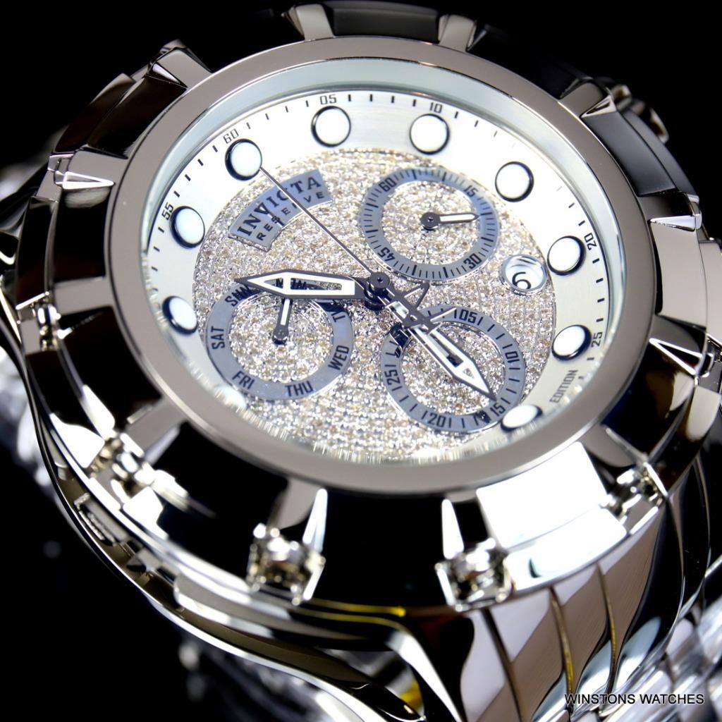 Invicta Grand S1 Rally 1.08CTW Diamond Chrono Swiss Mvt 54mm Steel LE Watch New