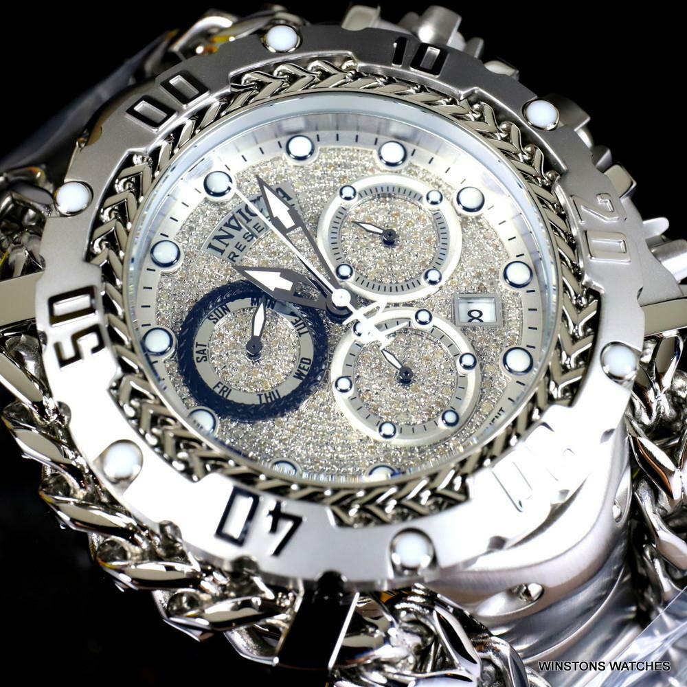 Invicta Reserve Gladiator 1.17CTW Diamond Stainless Steel Swiss 61mm Watch New