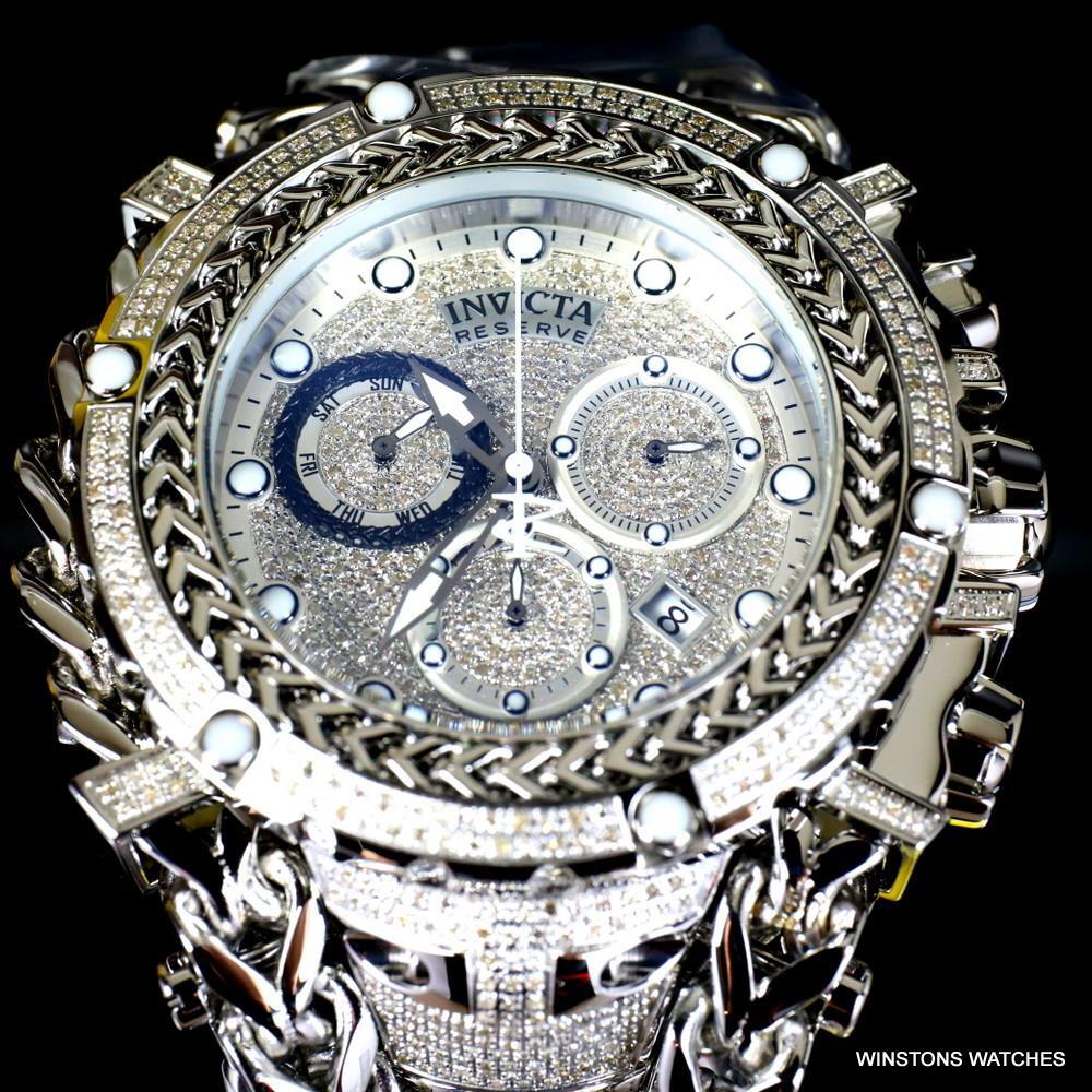 Invicta Reserve Gladiator 2.92CTW Diamond Stainless Steel Swiss 61mm Watch New