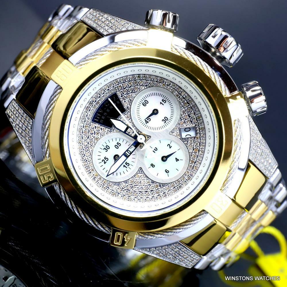 Invicta Reserve Bolt Zeus Diamond 50mm Polished Two Tone Steel Swiss Watch New