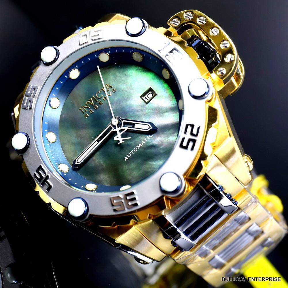 Invicta Reserve Flying Fox Gold 2 Tone Steel Black MOP Automatic 52mm Watch New
