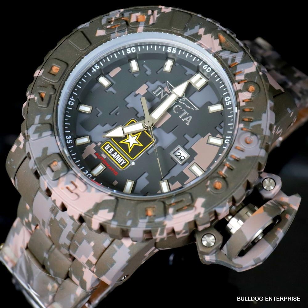 Invicta Sea Hunter Army Hydroplated Camouflage Steel 58mm Automatic Watch New