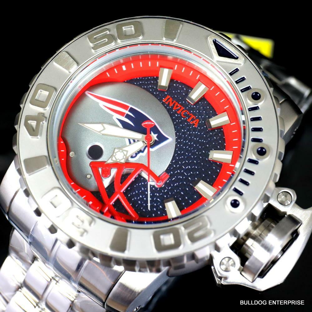 Invicta Sea Hunter Gen II NFL New England Patriots 70mm Steel Auto Watch New