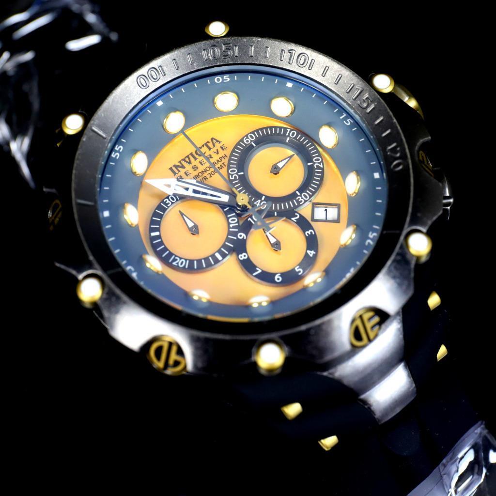 Invicta Reserve Venom Gen II Swiss Made Distressed Black Gold MOP 52mm Watch New