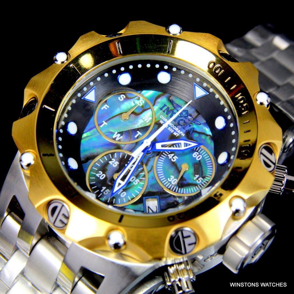 Invicta Reserve Venom Hybrid Abalone Chronograph 54mm Steel Gold Tone Watch New