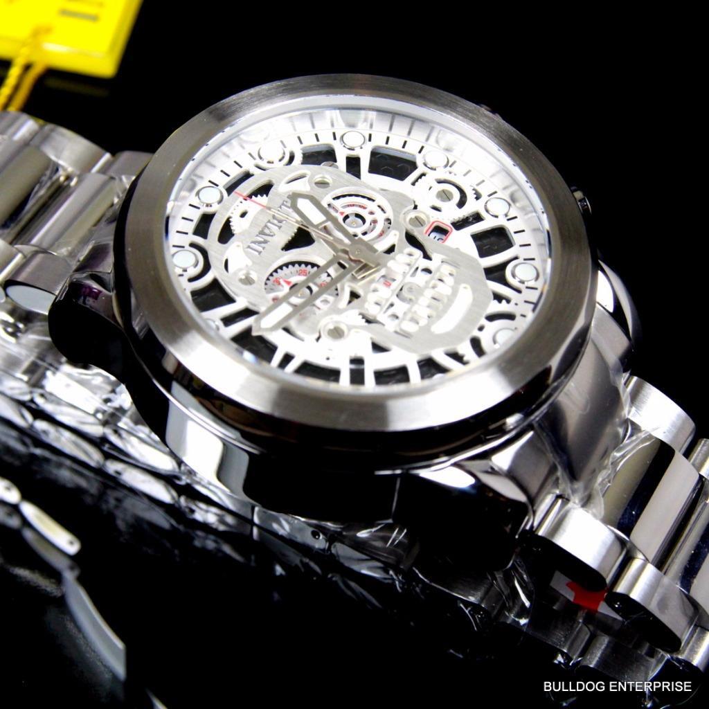 Invicta Corduba Skull Collection Skeletonized Chronograph Steel Silver Watch New
