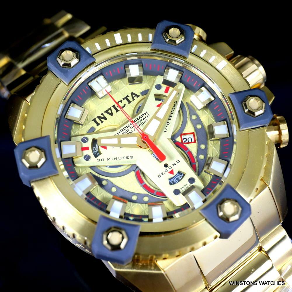 Invicta Grand Octane Coalition Forces 63mm Gold Plated Swiss Mvt Watch New