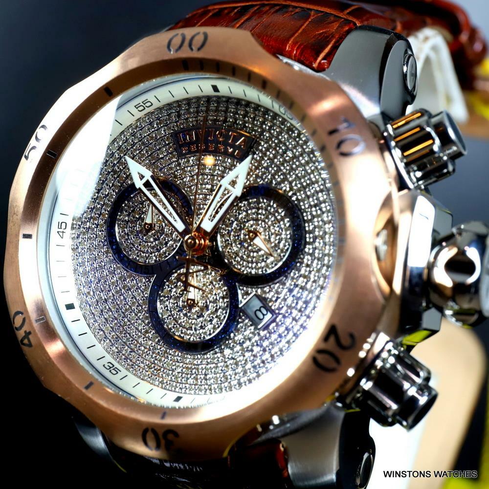 Invicta Reserve Venom Elegant 2.13 CTW Diamond Swiss Mvt Leather 52mm Watch New