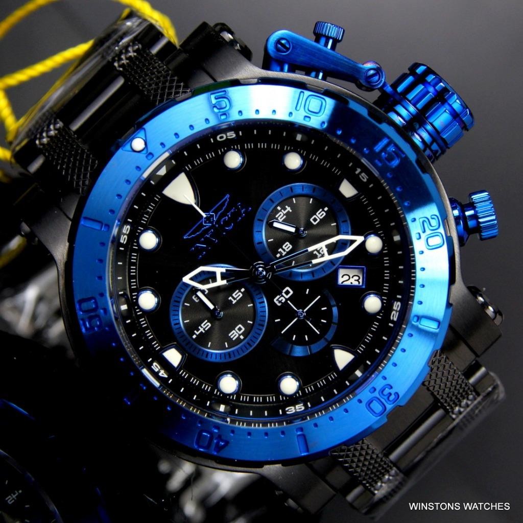 Mens Coalition Forces Black Stainless Steel Chronograph 52mm $1095 Watch New