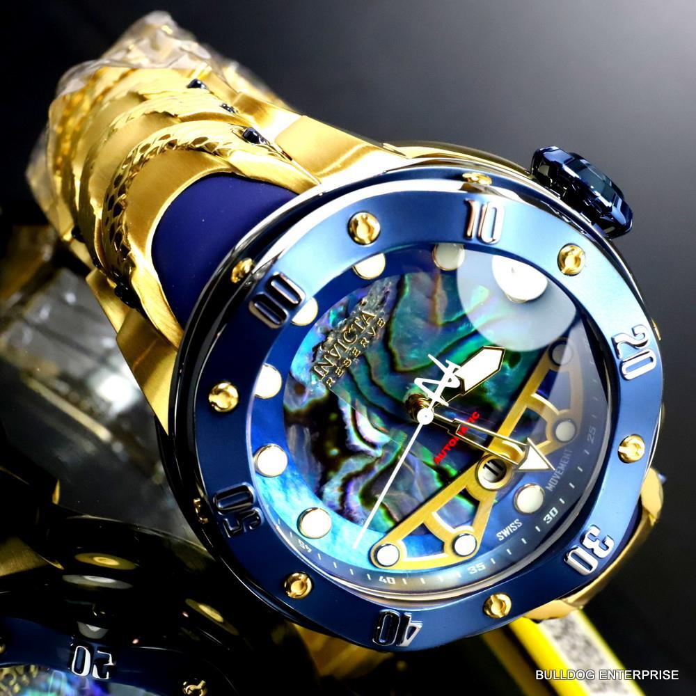 Invicta Reserve Kraken Swiss R150 Automatic Abalone Gold Plated Watch 52mm New