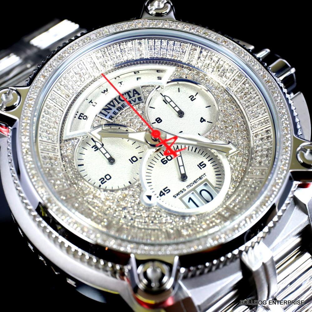 Invicta Reserve Sea Hunter Warrior 2.25 CTW Diamond 56mm Swiss Steel Watch New