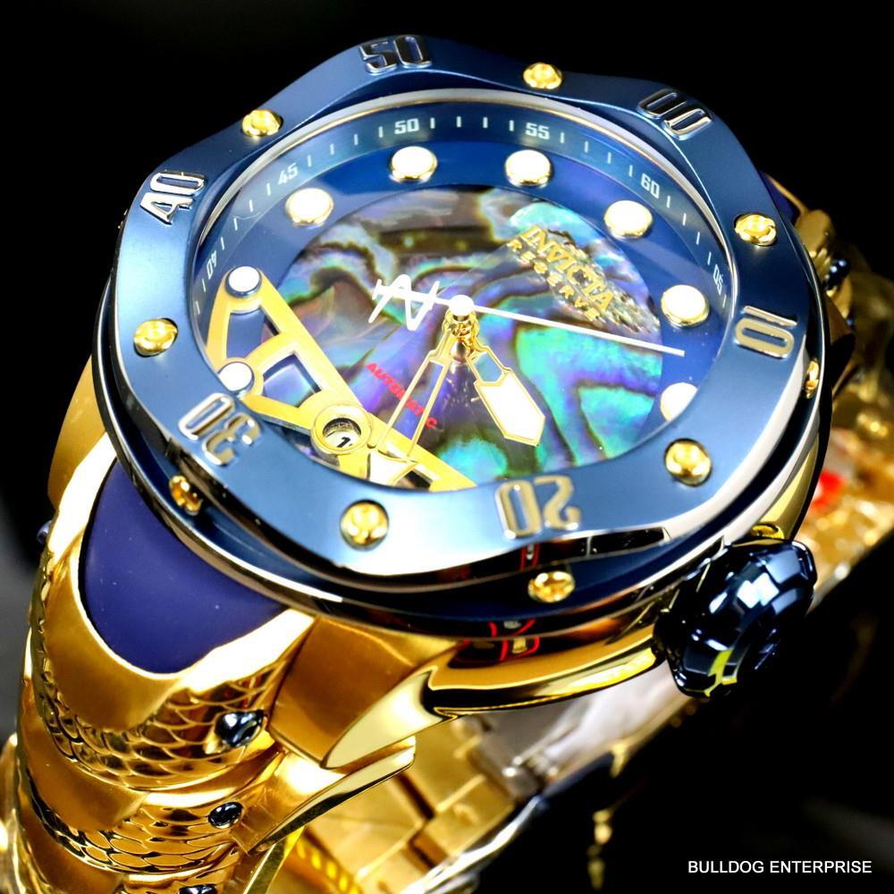 Invicta Reserve Kraken Swiss R150 Automatic Abalone Gold Plated Watch 52mm New